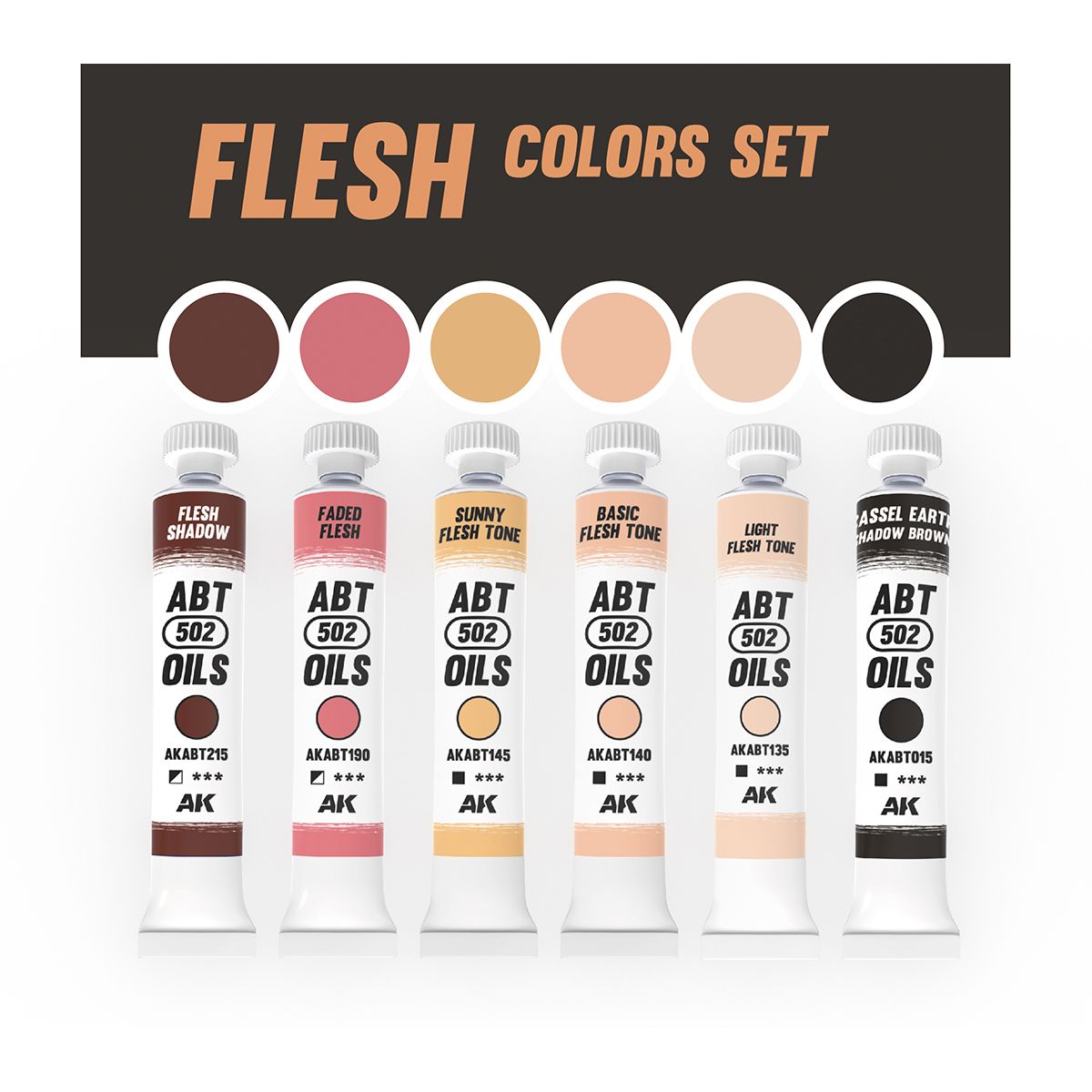AK Interactive Oil Paints FLESH COLORS SET - ABT 502 OILS