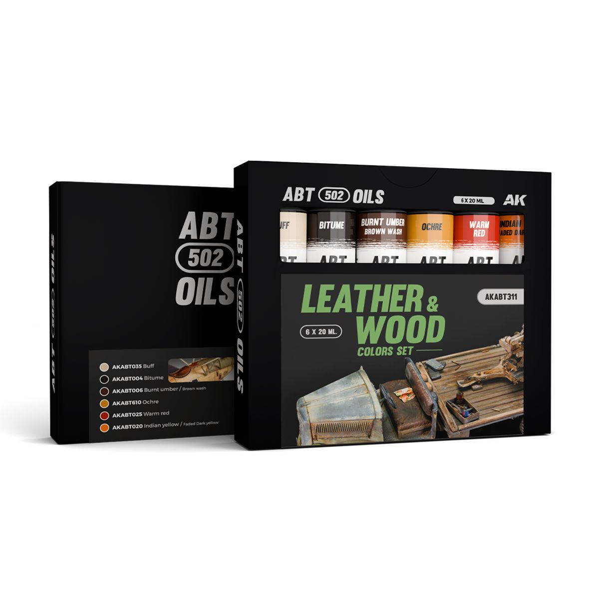 AK Interactive Oil Paints LEATHER & WOOD COLORS SET - ABT 502 OILS