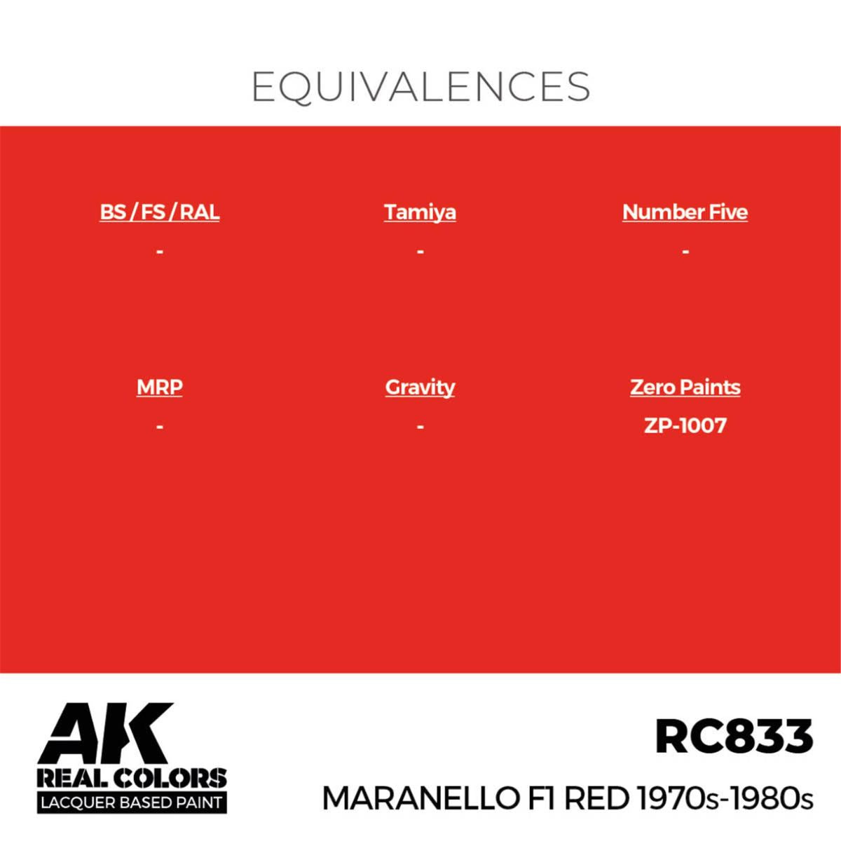 AK Interactive REAL COLORS Maranello F1 Red 1970S-1980S 17 ml.