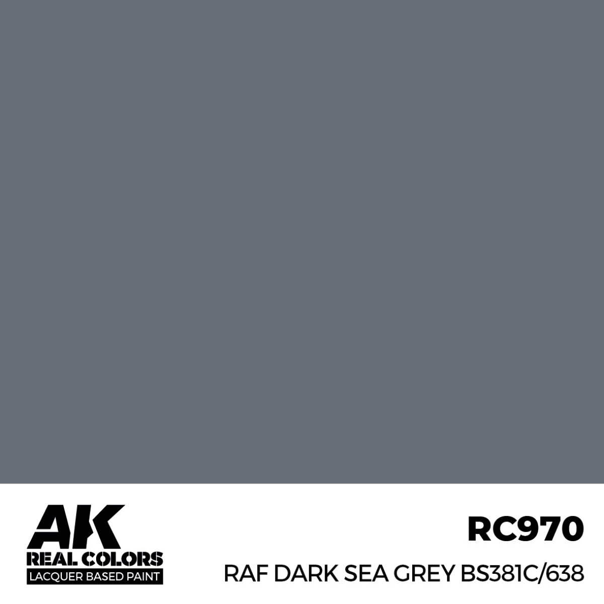 AK Interactive REAL COLORS Raf Dark Sea Grey Bs381C/638 17 ml.