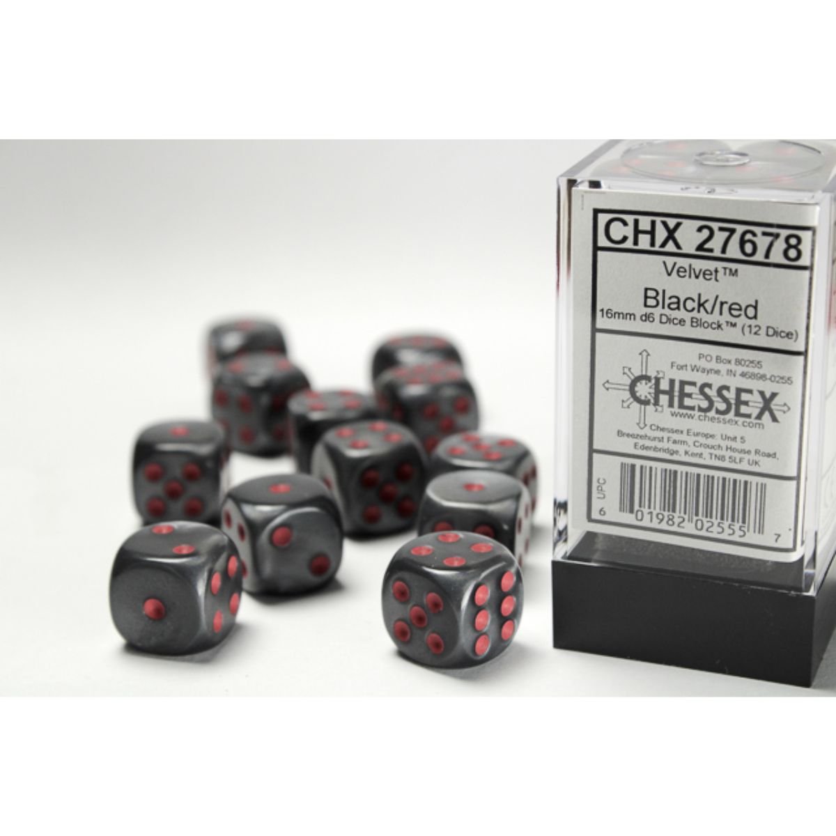 Chessex  16mm D6-Würfel-Set (12) Nebula / Schwarz/Weiß