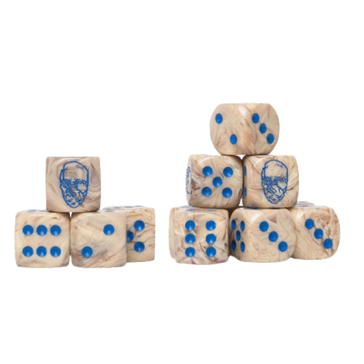 Conquest Spires Logo on Lunar Marbled Dice with Black pips - 24 per pack
