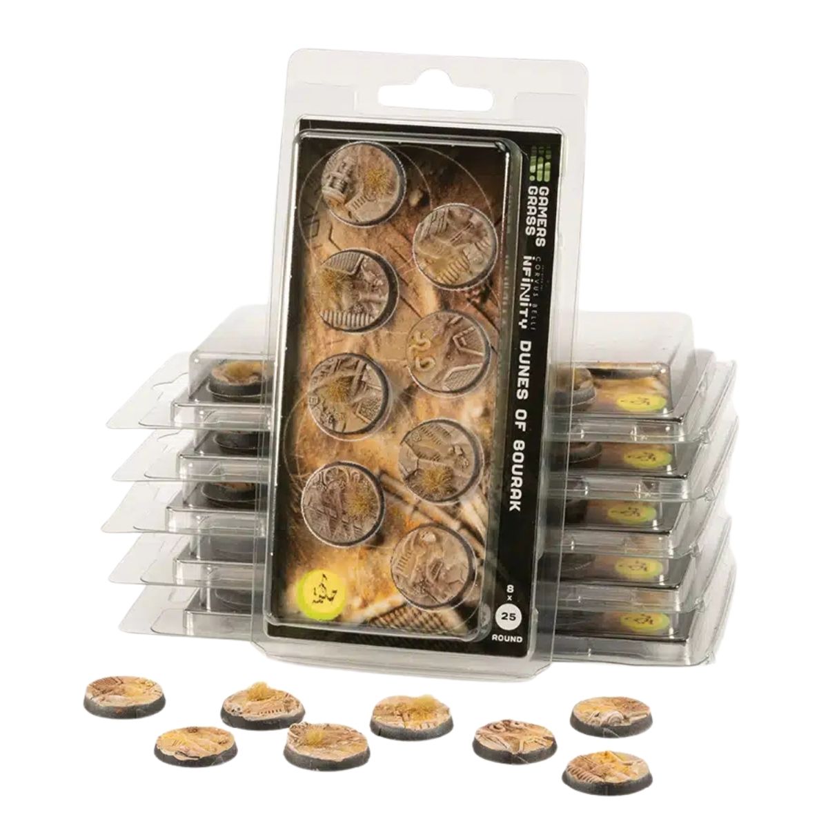 Gamers Grass Dunes of Bourak Bases, Round 25mm (x8)