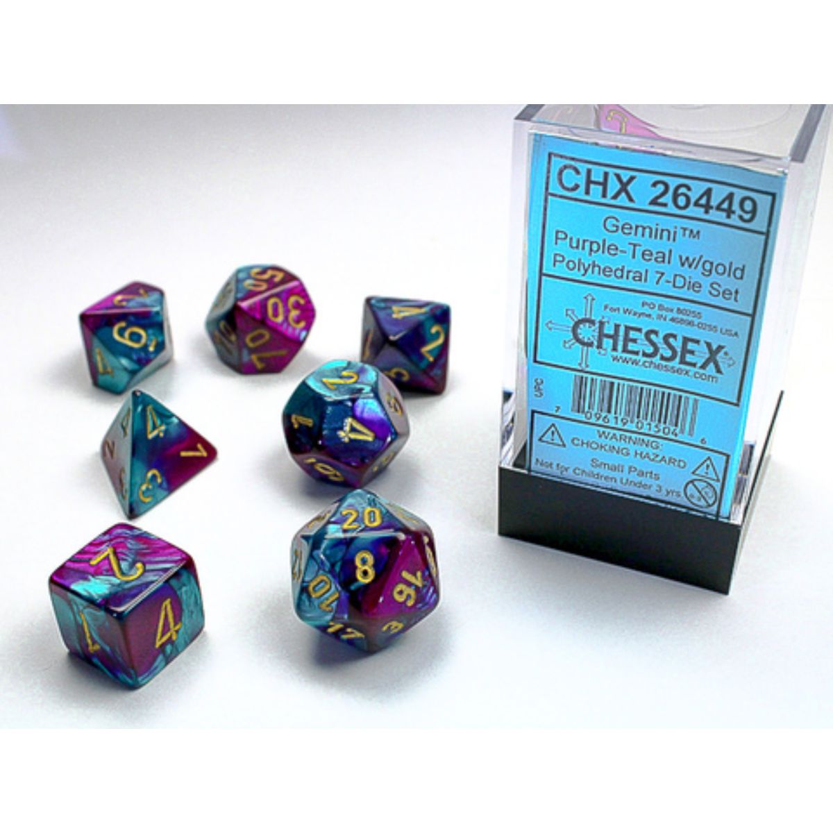 Chessex 7-Würfelset Gemini Polyhedral Purple-Teal/Gold