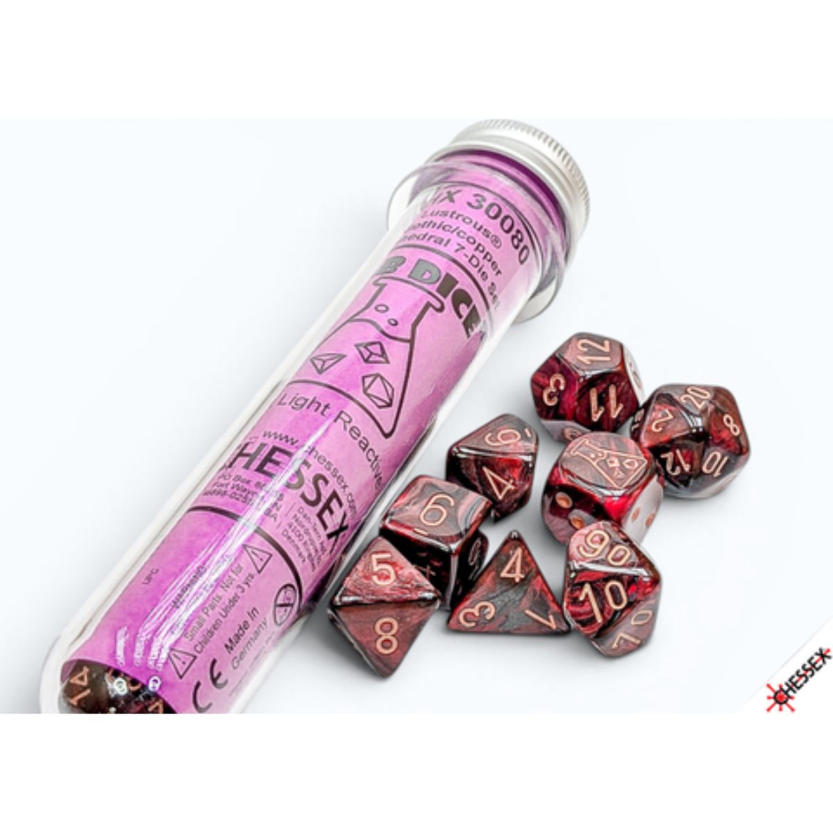 Lustrous Polyhedral Gothic/copper 7 Die Set with bonus die