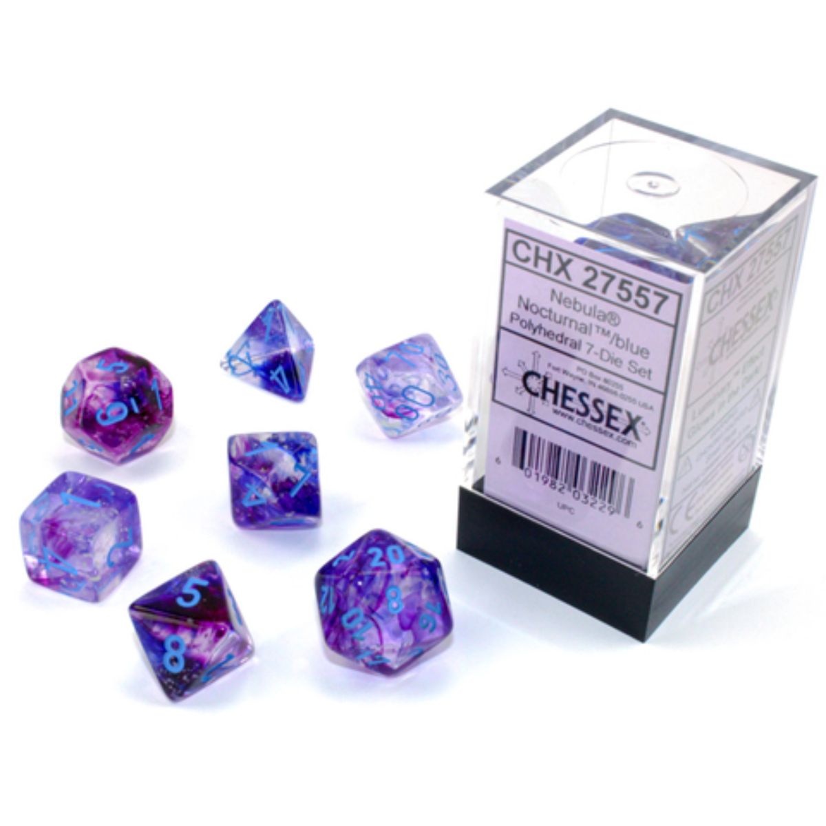 Chessex 7-Würfelset Nebula Polyhedral Nocturnal/Blue Luminary