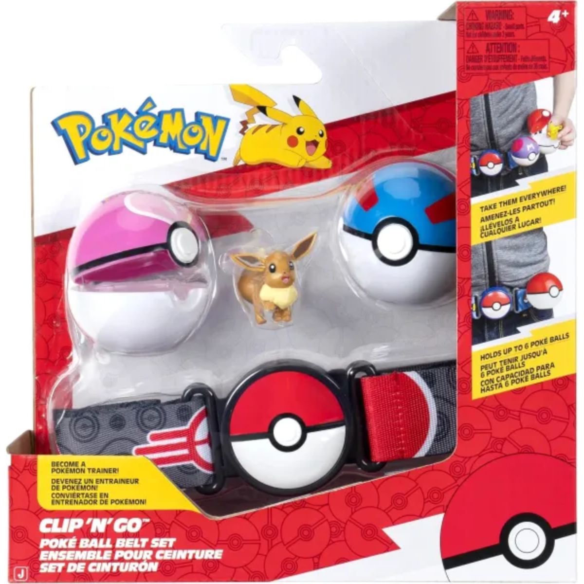 Pokémon Clip 'N' Go Poke Ball Gürtel Set Evoli mit Superball & Sympaball