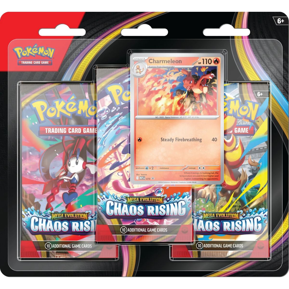 Pokémon  Mega Evolution Chaos Rising 3 Pack Blister Englisch