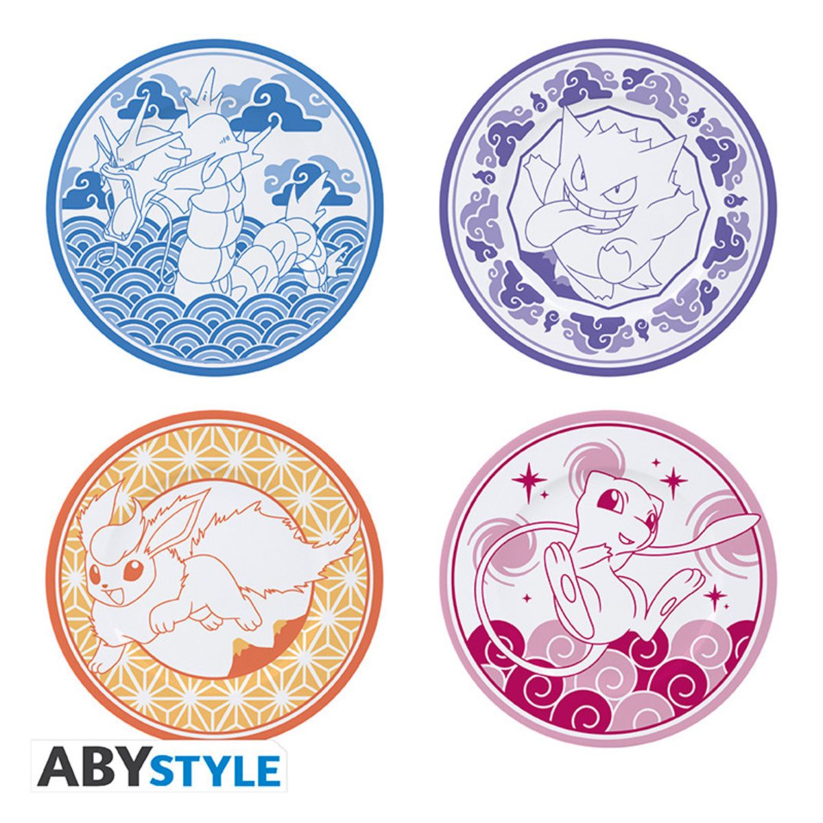Pokemon Set Of 4 Plates Japanese Style