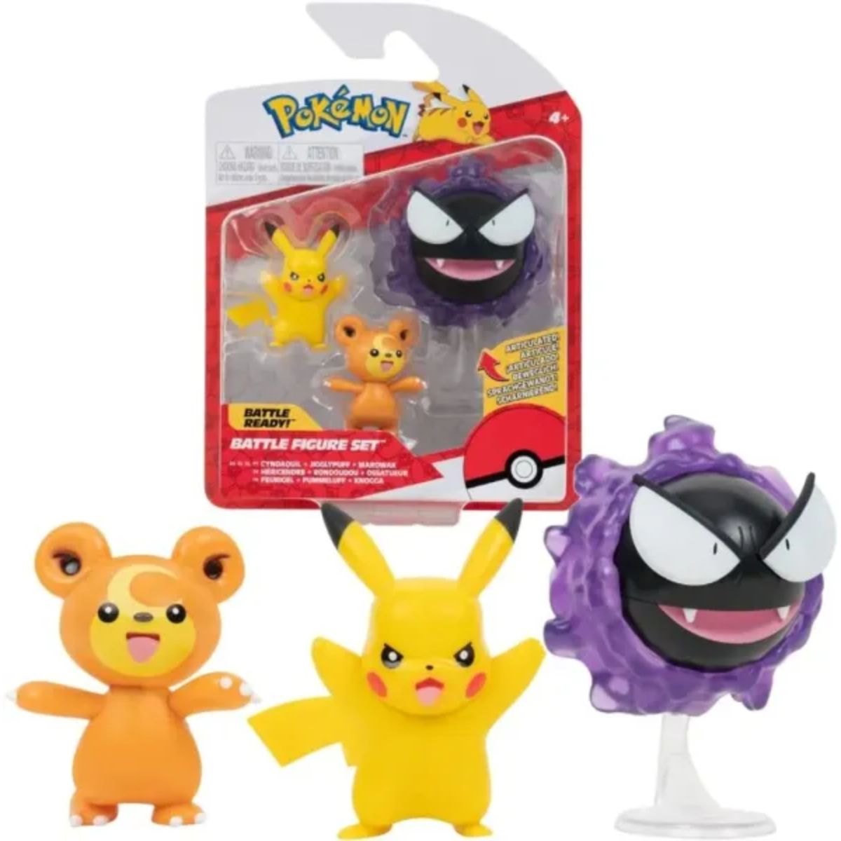 Pokémon Teddiursa, Pikachu & Nebulak Battle Figure Set