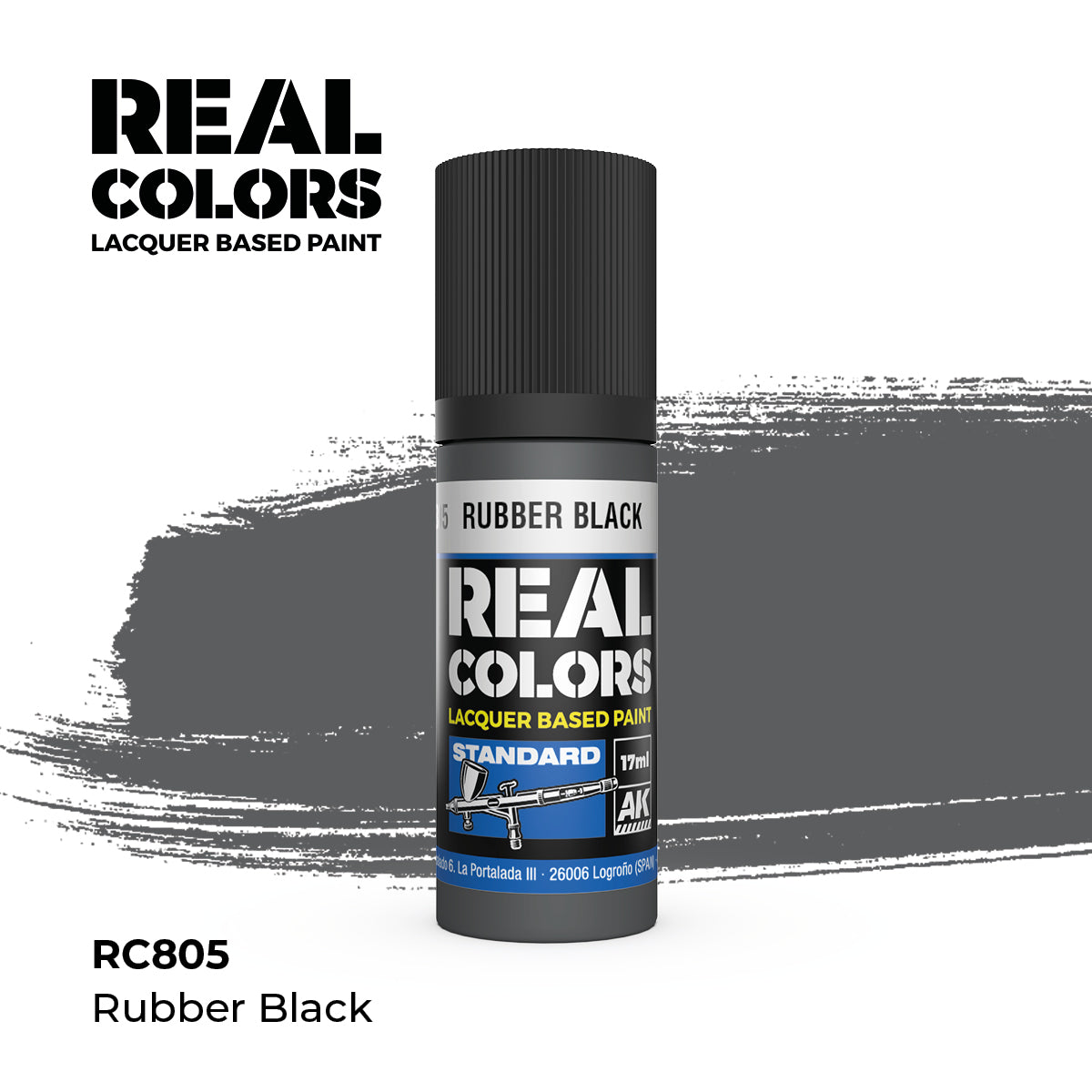 AK Interactive REAL COLORS Rubber Black 17 ml.