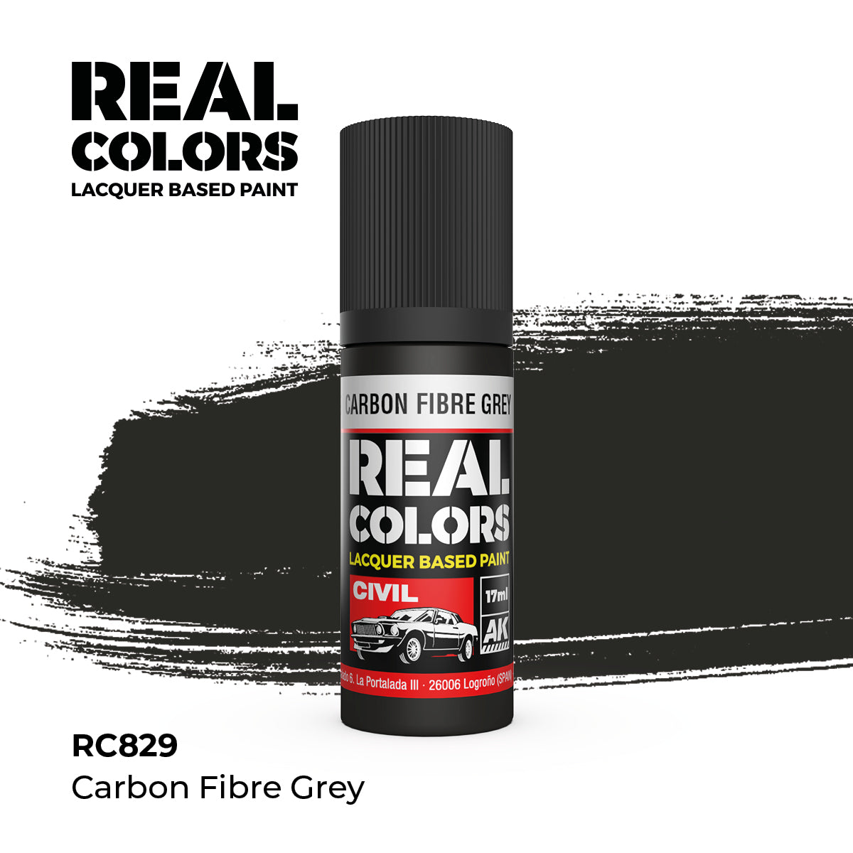 AK Interactive REAL COLORS Carbon Fibre Grey 17 ml.