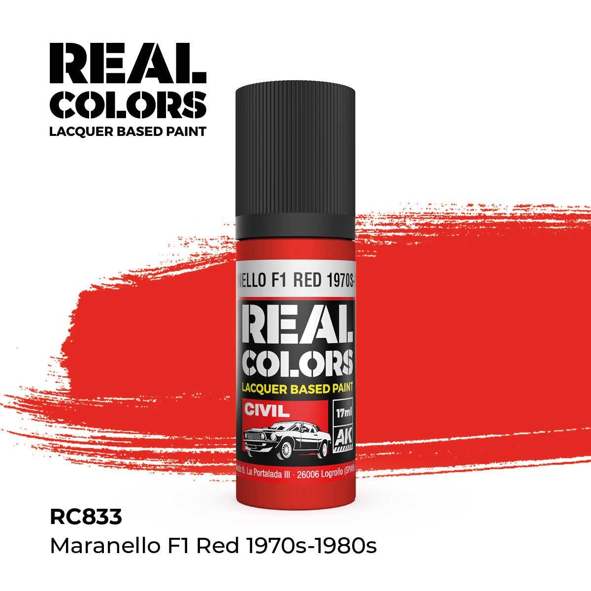 AK Interactive REAL COLORS Maranello F1 Red 1970S-1980S 17 ml.