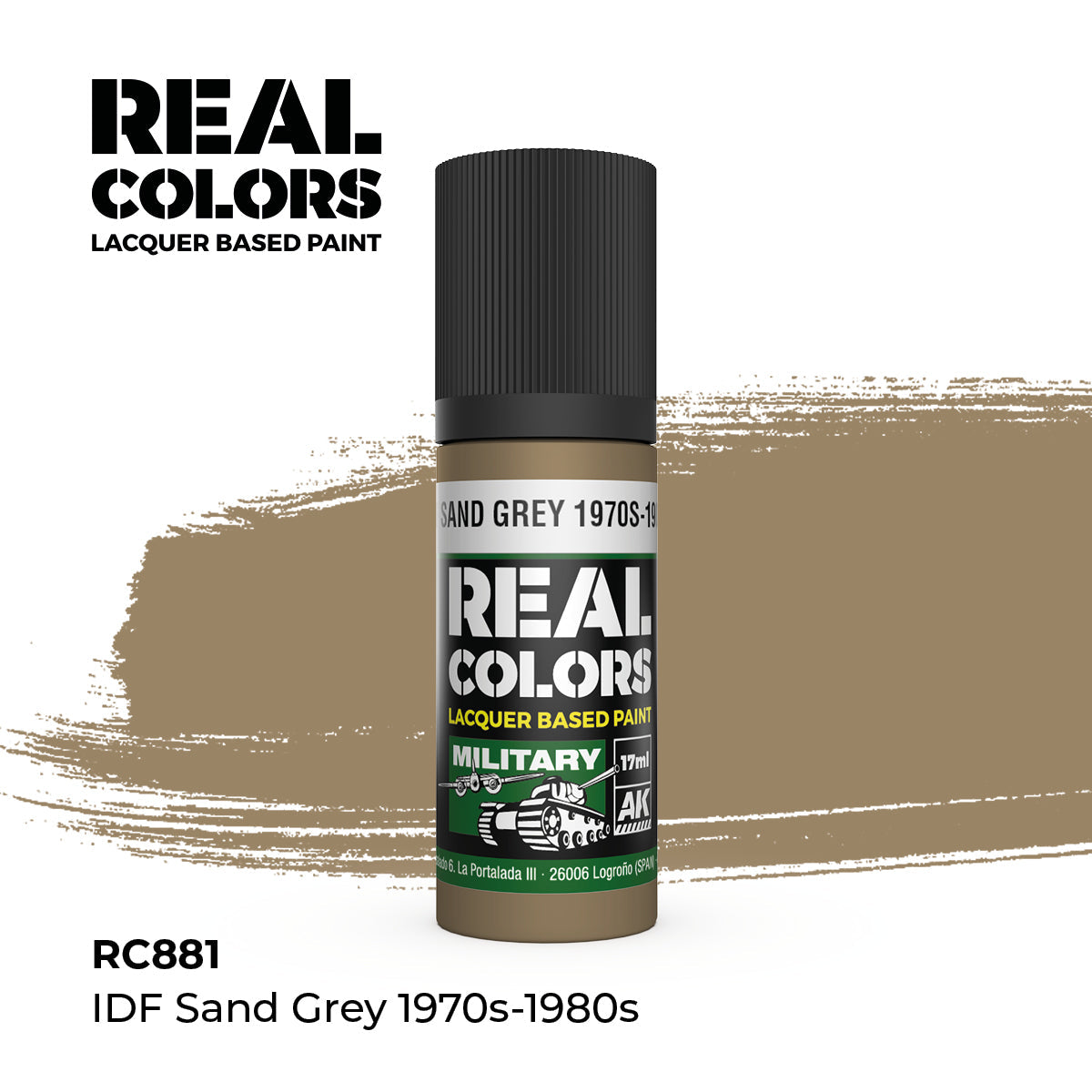 AK Interactive REAL COLORS Idf Sand Grey 1970S-1980S 17 ml.