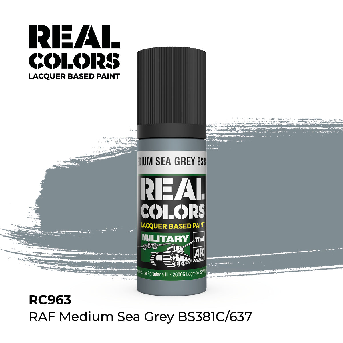 AK Interactive REAL COLORS Raf Medium Sea Grey Bs381C/637 17 ml.