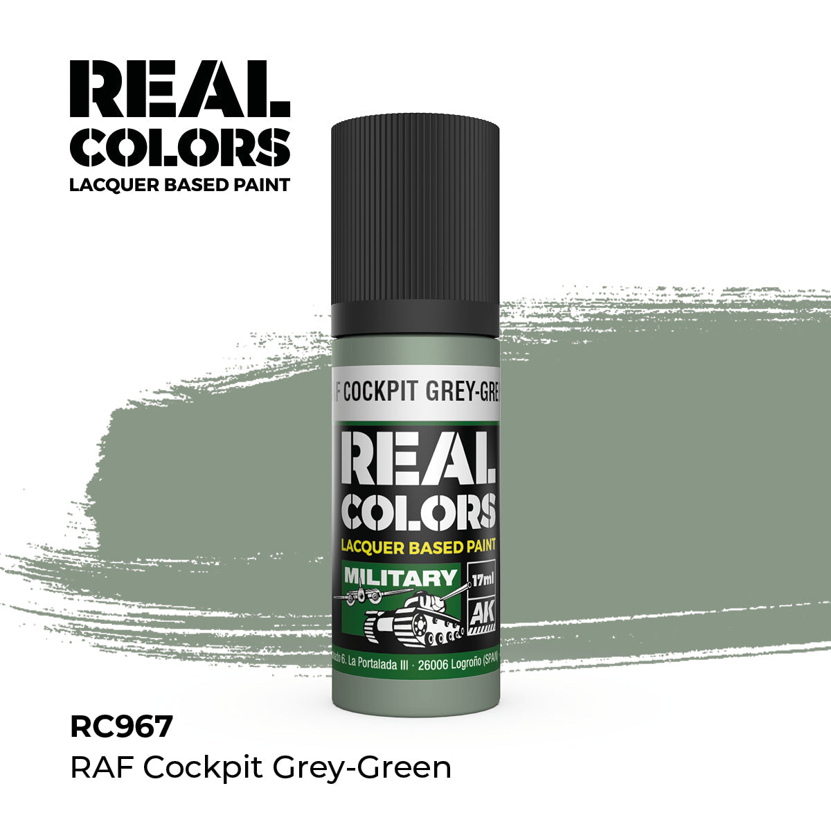 AK Interactive REAL COLORS Raf Cockpit Grey-Green 17 ml.