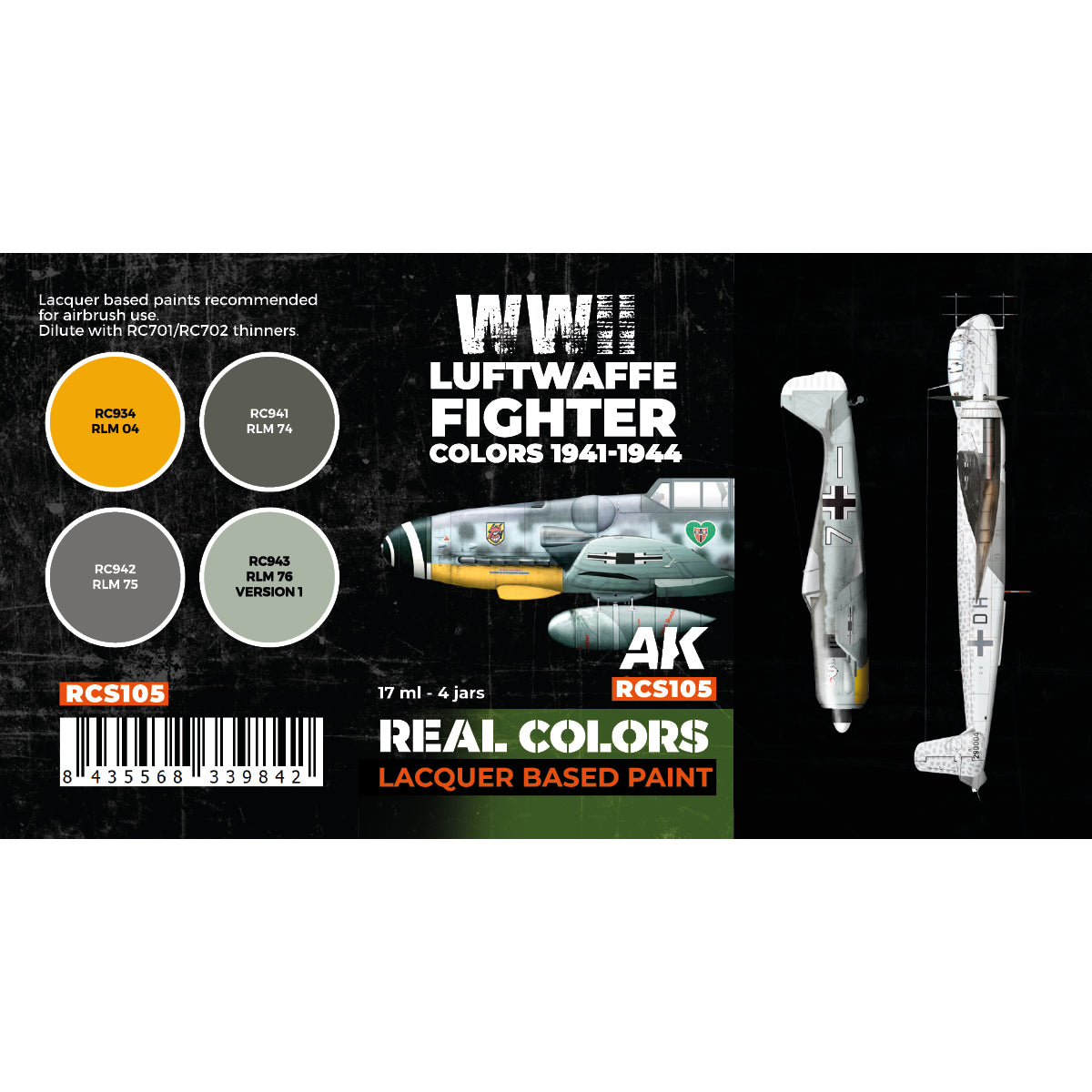 AK Interactive REAL COLORS SETS Luftwaffe Fighter Colors 1941-1944 Set