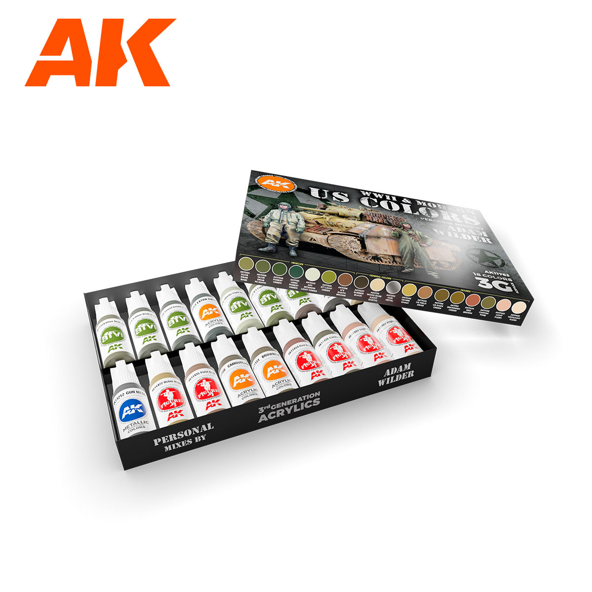AK Interactive 3GEN SIGNATURE SETS WWII & MODERN US COLORS - SIGNATURE SET BY ADAM WILDER