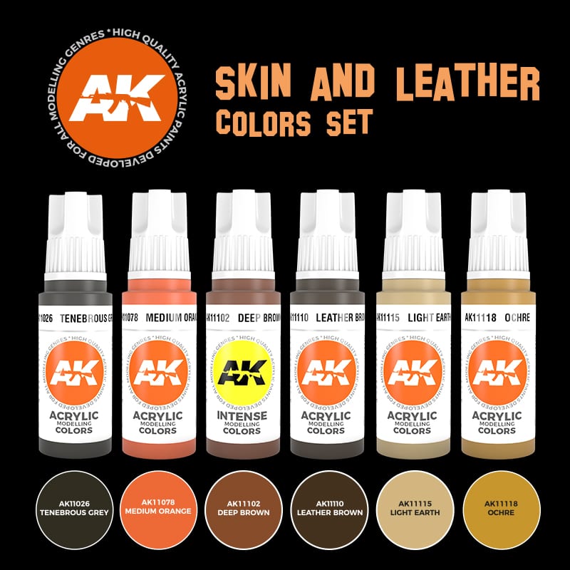 AK Interactive 3GEN Skin And Leather Colors Set