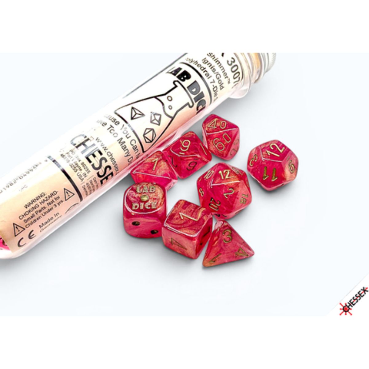 Shimmer Polyhedral Ignis/Gold 7-Die Set with bonus die