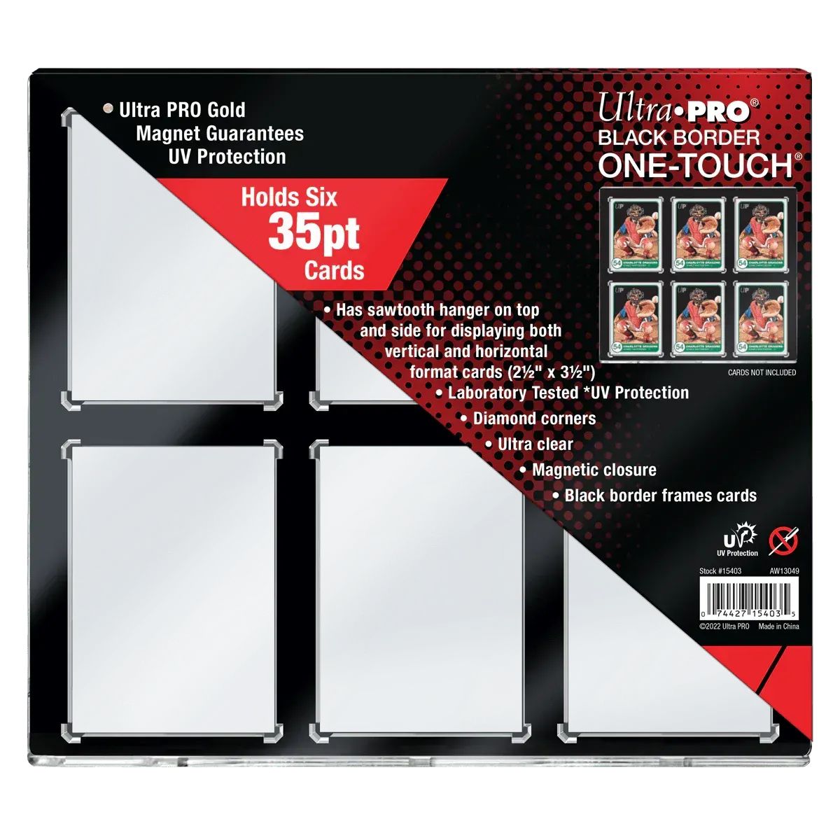 Ultra Pro: 35PT 6-Card Black Border UV ONE-TOUCH Magnetic Holder