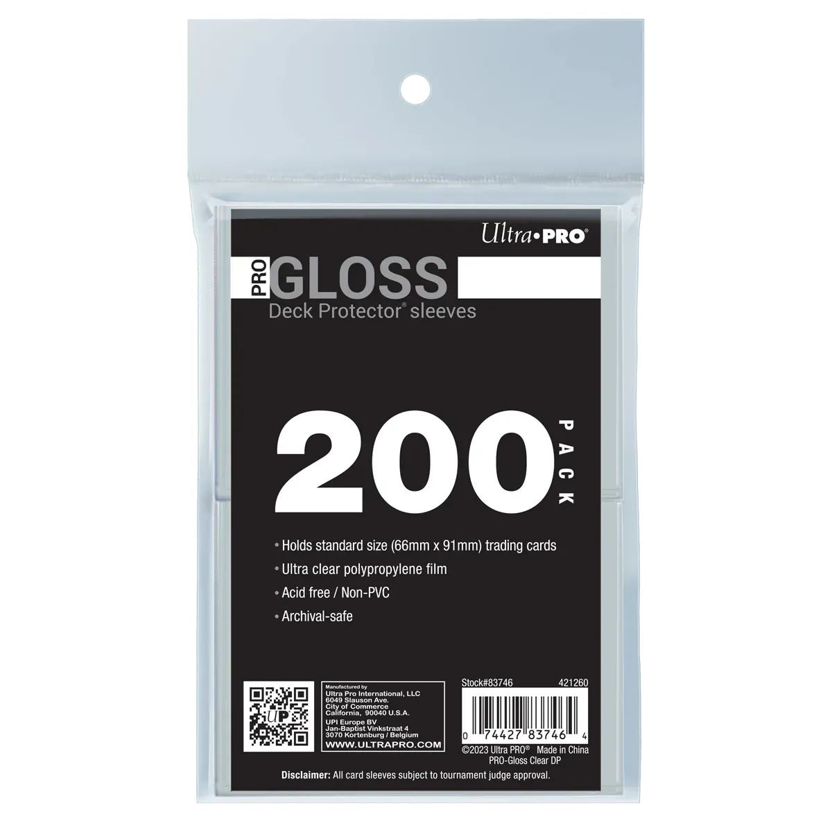 Ultra Pro PRO-Gloss Standard Deck Protector Sleeves Bundle (200ct) Clear