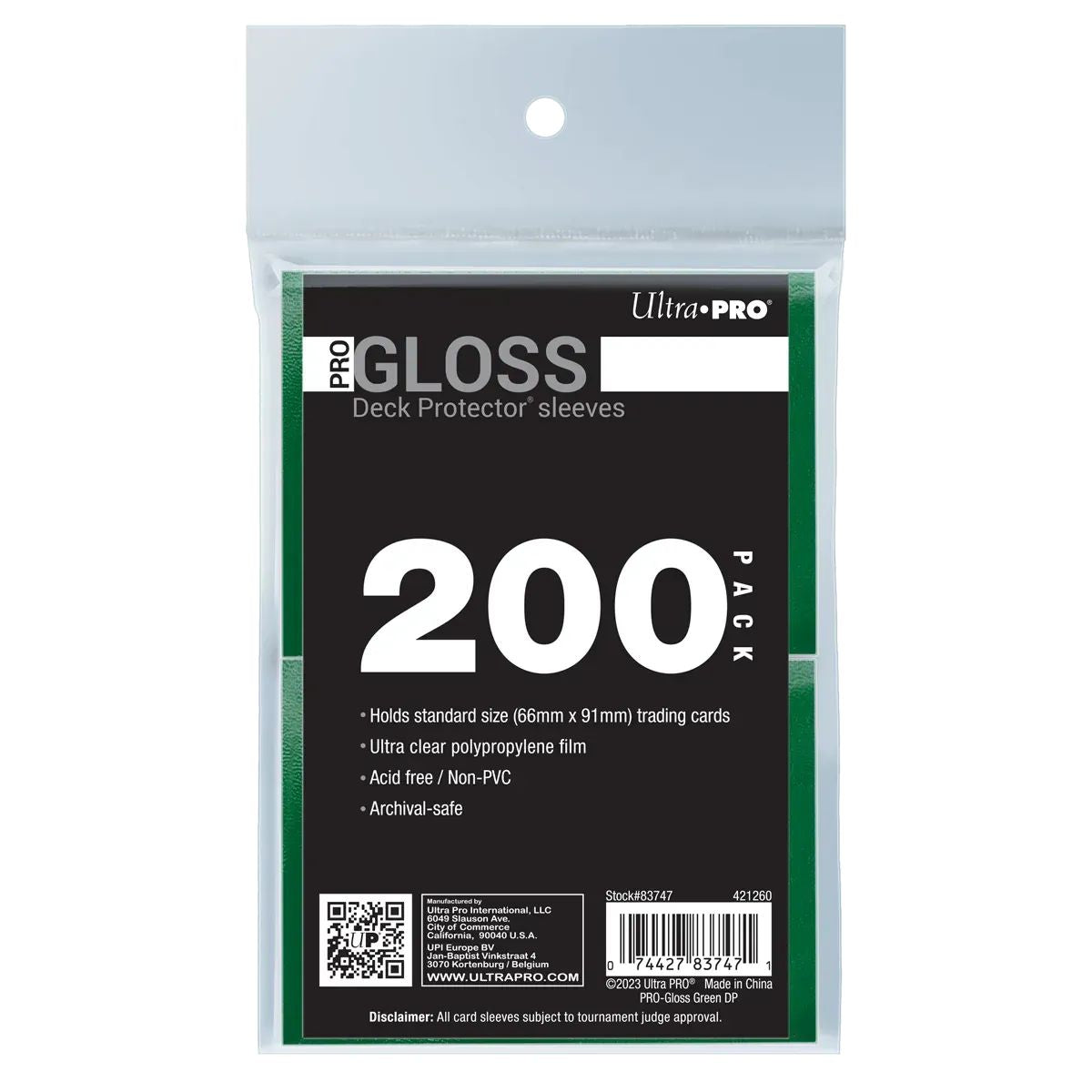 Ultra Pro PRO-Gloss Standard Deck Protector Sleeves Bundle (200ct) Green