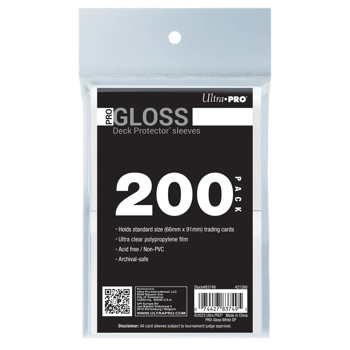 Ultra Pro PRO-Gloss Standard Deck Protector Sleeves Bundle (200ct) White
