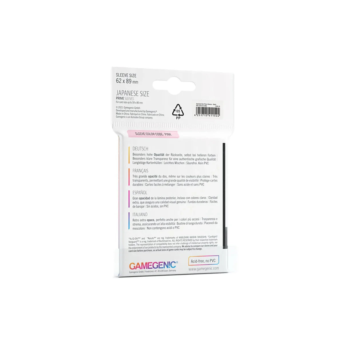 Gamegenic PRIME Japanese Sized Sleeves Schwarz